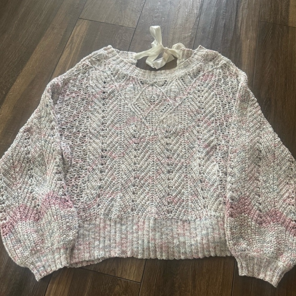 LC Lauren Conrad Pink and Cream Knit Sweater